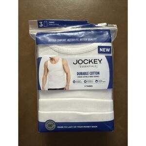 Jockey Essentials Men's White Durable Cotton 3 Crew Neck T-Shirts Size XL New